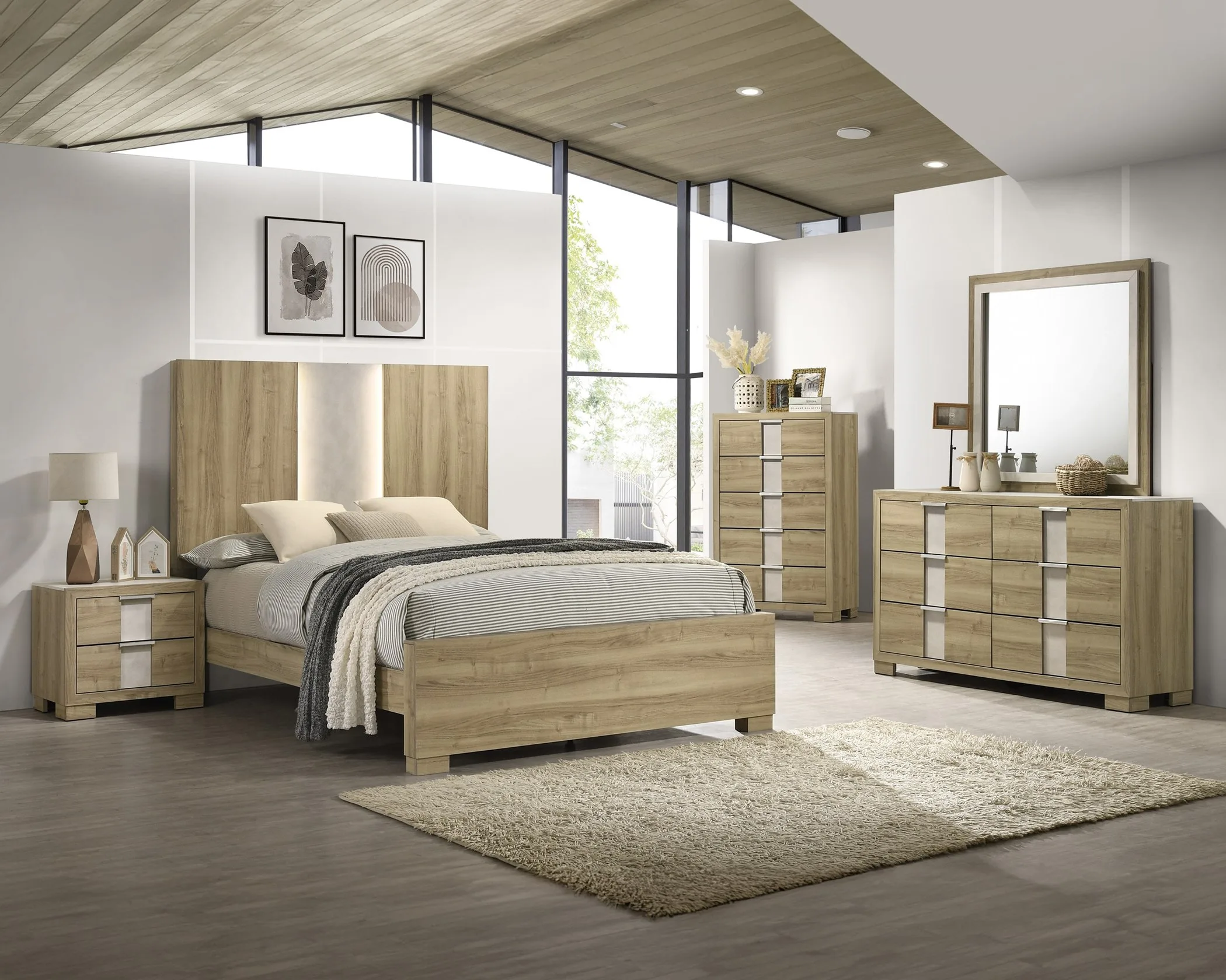 Rangley Driftwood Light Wood Bedroom Set