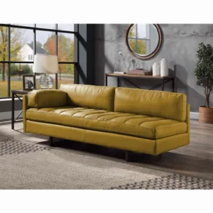Radia Turmeric Top Grain Leather Sofa W/Pillow