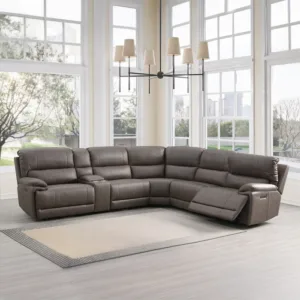 Kantu Brown Leatherette Motion Sectional Sofa