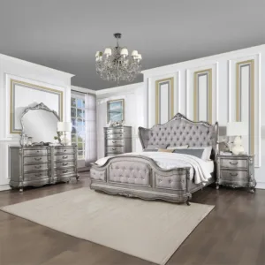 Ariadne Velvet & Antique Platinum Queen Bed