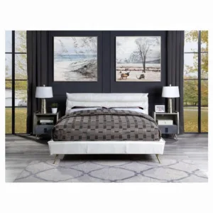 Doris Vintage White Top Grain Leather Queen Bed