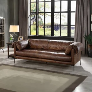 Jaron Mocha Top Grain Leather Sofa