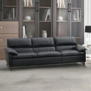 Eilene Black Top Grain Leather Sofa