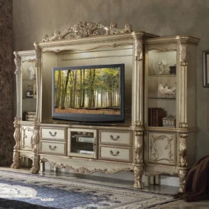 Dresden Gold Patina & Bone Entertainment Center