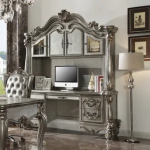 Versailles Antique Platinum Executive Computer Desk W/Hutch