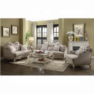 Chelmsford Beige Fabric & Antique Taupe Sofa W/5 Pillows
