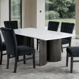 Selsey Dining Table, 5 Pc White Stone Top Set